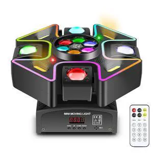Moving Head DJ Lights,120W LED Stage Light with RGB Light Strip Feature 4 Arms Beam,Bee-Eyes Effect,Luces DJ Profesional Supports Starlight,Sound Activated Moving Head DJ Lights,120W LED Stage Light with RGB Light Strip Feature 4 Arms Beam,Bee-Eyes Effect,Luces DJ Profesional Supports Starlight,Sound Activated
