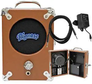 Pignose Legendary 7-100 Portable Guitar Amplifier with Bundle Featuring AC Power Supply, Cable, Can Operate on Batteries - Brown Tolex Finish BR Pignose Legendary 7-100 Portable Guitar Amplifier with Bundle Featuring AC Power Supply, Cable, Can Operate on Batteries - Brown Tolex Finish BR