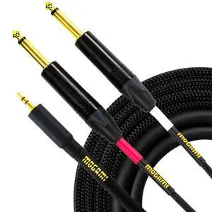 GOLD 3.5-2TS-10 Stereo Audio Y-Adapter Cable, 3.5mm TRS Plug to Dual 1/4" TS Plugs, Gold Contacts, Straight Connectors, 10 Foot GOLD 3.5-2TS-10 Stereo Audio Y-Adapter Cable, 3.5mm TRS Plug to Dual 1/4" TS Plugs, Gold Contacts, Straight Connectors, 10 Foot