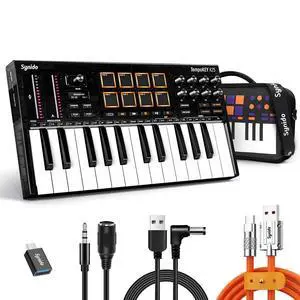 25 Key USB MIDI Keyboard Controller with 8 Drum Pads, Professional Mini Midi Keyboard with OLED Screen, Beat Maker Machine for Music Production, Black, TempoKey K25 25 Key USB MIDI Keyboard Controller with 8 Drum Pads, Professional Mini Midi Keyboard with OLED Screen, Beat Maker Machine for Music Production, Black, TempoKey K25