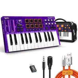25 Key USB MIDI Keyboard Controller with Drum Pads, Professional Mini Midi Keyboard with OLED Screen, Beat Maker Machine for Music Production, Purple, TempoKEY K25 25 Key USB MIDI Keyboard Controller with Drum Pads, Professional Mini Midi Keyboard with OLED Screen, Beat Maker Machine for Music Production, Purple, TempoKEY K25