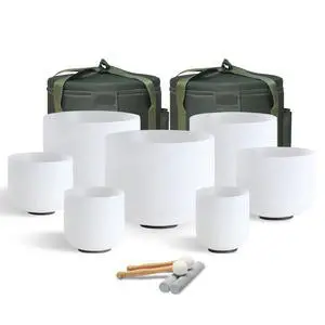 432HZ 6-12 Inch Crystal Singing Bowl Set of 7 | Frosted Chakra Quartz Bowl, Sound Healing Meditation,Mindfulness,Relaxation, Includes 2 Case Bags and Rubber Mallets 432HZ 6-12 Inch Crystal Singing Bowl Set of 7 | Frosted Chakra Quartz Bowl, Sound Healing Meditation,Mindfulness,Relaxation, Includes 2 Case Bags and Rubber Mallets