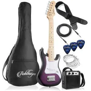 30-inch Kids Electric Guitar Beginner Kit with Amplifier (Purple), Basic Starter Package w/Gig Bag, Strings, Strap, Picks 30-inch Kids Electric Guitar Beginner Kit with Amplifier (Purple), Basic Starter Package w/Gig Bag, Strings, Strap, Picks