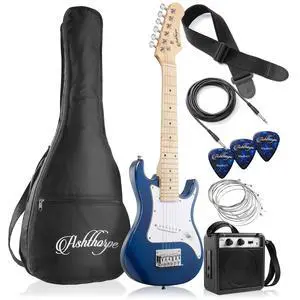 30-inch Beginner Electric Guitar Kit with Amplifier (Blue), Basic Starter Package w/Gig Bag, Strings, Strap, Picks 30-inch Beginner Electric Guitar Kit with Amplifier (Blue), Basic Starter Package w/Gig Bag, Strings, Strap, Picks
