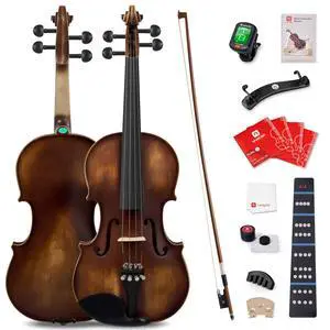 Violin 4/4 Full Size Set, Varnish Fiddle Solid Wood for Professional Adults Senior Intermediate Beginners Student Starter Acoustic Violins Kit Outfit with Ebony Fitted, Hard Case, Right Handed Violin 4/4 Full Size Set, Varnish Fiddle Solid Wood for Professional Adults Senior Intermediate Beginners Student Starter Acoustic Violins Kit Outfit with Ebony Fitted, Hard Case, Right Handed