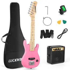 30 Inch Kids Electric Guitar Beginner Kits ST Style Mini Electric Guitar for Boys GirlsElectric guitar Starter Kit w/ 5W Amplifier, Strap, Gig Bag, Strings, tunerstringsPicks(Pink) 30 Inch Kids Electric Guitar Beginner Kits ST Style Mini Electric Guitar for Boys GirlsElectric guitar Starter Kit w/ 5W Amplifier, Strap, Gig Bag, Strings, tunerstringsPicks(Pink)
