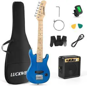 30 Inch Kids Electric Guitar Beginner Kits ST Style Mini Electric Guitar for Boys GirlsElectric guitar Starter Kit w/ 5W Amplifier, Strap, Gig Bag, Strings, tunerstringsPicks Blue 30 Inch Kids Electric Guitar Beginner Kits ST Style Mini Electric Guitar for Boys GirlsElectric guitar Starter Kit w/ 5W Amplifier, Strap, Gig Bag, Strings, tunerstringsPicks Blue