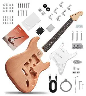 DIY Electric Guitar Kit, Solderless, Multi Sanded Polished Body, ST | Mahogany Body, Canadian Maple Neck, SSS Pickups, 6 String Tremolo Bridge, Complete Accessories, Hands On Learning DIY Electric Guitar Kit, Solderless, Multi Sanded Polished Body, ST | Mahogany Body, Canadian Maple Neck, SSS Pickups, 6 String Tremolo Bridge, Complete Accessories, Hands On Learning