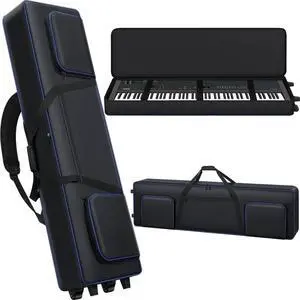 88 Key Keyboard Case Soft Padded with Wheels (53"x14.5"x7") | 88 Key Piano Rolling Gig Bag with Multiple Accessory Pockets, Comfortable Backpack-Strap & Carrying Handle, Sturdy & Durable 88 Key Keyboard Case Soft Padded with Wheels (53"x14.5"x7") | 88 Key Piano Rolling Gig Bag with Multiple Accessory Pockets, Comfortable Backpack-Strap & Carrying Handle, Sturdy & Durable
