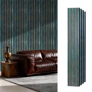 Wood Slat Wall Panels for Interior Wall Decor, Acoustic MDF Wall Panels with PET Backing, Easy Install Wall Paneling for Living Room Bedroom Office, Antique Teal Rust Accent (94" H) Wood Slat Wall Panels for Interior Wall Decor, Acoustic MDF Wall Panels with PET Backing, Easy Install Wall Paneling for Living Room Bedroom Office, Antique Teal Rust Accent (94" H)
