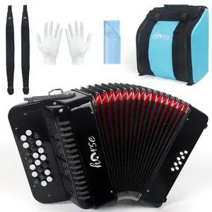 22 Key 8 Bass Accordion, Acordeones Para Adultos, Stable Pitch Polished 22 Key Accordions, Comfortable Sensitive to the Touch Button Accordion, Acordeón De Adulto Azul for Beginners with Bag (Black) 22 Key 8 Bass Accordion, Acordeones Para Adultos, Stable Pitch Polished 22 Key Accordions, Comfortable Sensitive to the Touch Button Accordion, Acordeón De Adulto Azul for Beginners with Bag (Black)