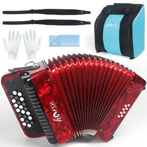22 Key 8 Bass Accordion, Acordeones Para Adultos, Stable Pitch Polished 22 Key Accordions, Comfortable Sensitive to the Touch Button Accordion, Acordeón De Adulto Azul for Beginners with Bag (Red) 22 Key 8 Bass Accordion, Acordeones Para Adultos, Stable Pitch Polished 22 Key Accordions, Comfortable Sensitive to the Touch Button Accordion, Acordeón De Adulto Azul for Beginners with Bag (Red)
