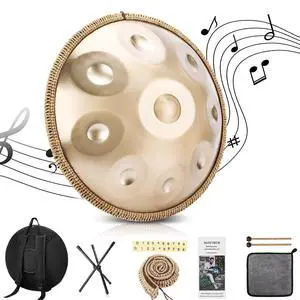 Handpan 22 Inches Drum Set, 440Hz 9 Notes Hand Drum Instrument, Premium Steel Hand Drum, Includes Carrying Case, Drumsticks, Spiral Wraps, Instruction Guide Handpan 22 Inches Drum Set, 440Hz 9 Notes Hand Drum Instrument, Premium Steel Hand Drum, Includes Carrying Case, Drumsticks, Spiral Wraps, Instruction Guide