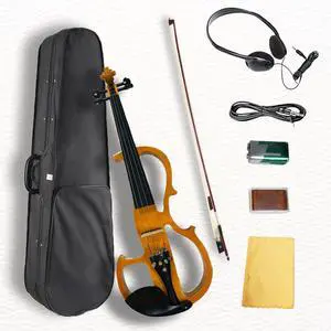 Electric Violin, 4/4 Full Size Silent Violin Varnish Solid Wood Quite Violin Fiddle with Ebony Fittings, Beginner Violin for Adults Students(Maple) Electric Violin, 4/4 Full Size Silent Violin Varnish Solid Wood Quite Violin Fiddle with Ebony Fittings, Beginner Violin for Adults Students(Maple)