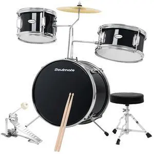 Kids Drum Set - 3 Piece 14 Inch Beginner Drum Kit for Kids Boys & Girls with Adjustable Drum Throne, Bass Pedal, Cymbal & Drumsticks (Black) Kids Drum Set - 3 Piece 14 Inch Beginner Drum Kit for Kids Boys & Girls with Adjustable Drum Throne, Bass Pedal, Cymbal & Drumsticks (Black)