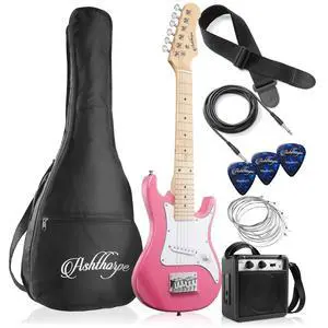 30-inch Kids Electric Guitar Beginner Kit with Amplifier (Pink), Basic Starter Package w/Gig Bag, Strings, Strap, Picks 30-inch Kids Electric Guitar Beginner Kit with Amplifier (Pink), Basic Starter Package w/Gig Bag, Strings, Strap, Picks