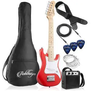 30-inch Kids Electric Guitar Beginner Kit with Amplifier (Red), Basic Starter Package w/Gig Bag, Strings, Strap, Picks 30-inch Kids Electric Guitar Beginner Kit with Amplifier (Red), Basic Starter Package w/Gig Bag, Strings, Strap, Picks