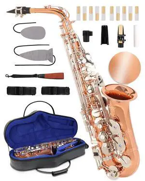 Handcrafted E-Flat Alto Saxophone: Phosphor-Copper Body with Warm, Rich Tone, Secure Air Seal, Smooth 23-Key System, Includes Reeds, Premium Leather Case and Saxophone Cleaning Kit (CH-FTC) Handcrafted E-Flat Alto Saxophone: Phosphor-Copper Body with Warm, Rich Tone, Secure Air Seal, Smooth 23-Key System, Includes Reeds, Premium Leather Case and Saxophone Cleaning Kit (CH-FTC)