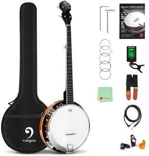 Banjo 5 String Acoustic Electric Full Size Closed Back Set with Mahogany Resonator Remo Head Banjoe 24 Brackets with Geared 5th Pegs for Beginners Adults Banjo 5 String Acoustic Electric Full Size Closed Back Set with Mahogany Resonator Remo Head Banjoe 24 Brackets with Geared 5th Pegs for Beginners Adults