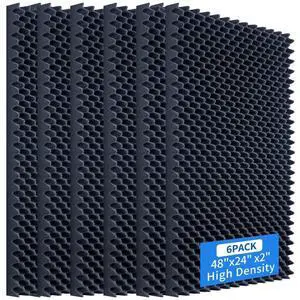 High Density Acoustic Foam Panel, 6 Pack 48 x 24 x 2 Inch Thick Egg Crate Soundproof Foam Panels for Walls, Sound Deadening High Density Acoustic Foam Panel, 6 Pack 48 x 24 x 2 Inch Thick Egg Crate Soundproof Foam Panels for Walls, Sound Deadening