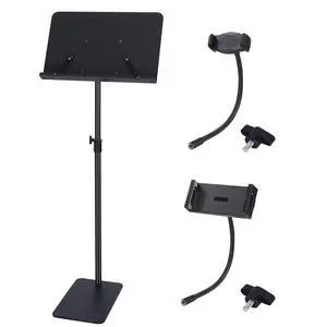 Professional Orchestra Sheet Music Stand, Adjustable Height Metal Music Book Stand Holder for Digital Piano Keyboard Wind Instruments Guitar Violin Players - w/A Phone & Tablet Holder Professional Orchestra Sheet Music Stand, Adjustable Height Metal Music Book Stand Holder for Digital Piano Keyboard Wind Instruments Guitar Violin Players - w/A Phone & Tablet Holder