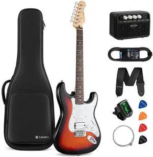 Electric Guitar Kit 39in - Full Size Electric Guitar Kit for Beginner Starter Poplar Solid Body with 10W Amplifier, Gig Bag, Strap, Tuner, Cable, String, Picks Electric Guitar Kit 39in - Full Size Electric Guitar Kit for Beginner Starter Poplar Solid Body with 10W Amplifier, Gig Bag, Strap, Tuner, Cable, String, Picks