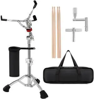 Heavy-Duty Snare Drum Stand for 8" to 14" Snare Drum & Practice Pad | Height Adjustable Ultra Sturdy Double-Braced Steel Stand with 5A Drum Sticks, Drumsticks Holder, Carry Bag and Drum Key Heavy-Duty Snare Drum Stand for 8" to 14" Snare Drum & Practice Pad | Height Adjustable Ultra Sturdy Double-Braced Steel Stand with 5A Drum Sticks, Drumsticks Holder, Carry Bag and Drum Key