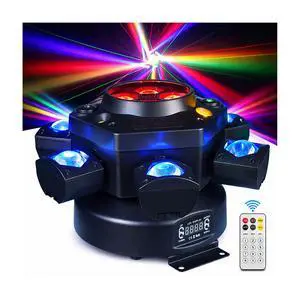 150W 6-Arm Spider Bee-Eye Moving Head LED DJ Light | 4-in-1 RGBW Beam, Bee-Eye Wash, Red/Green Laser, White/Amber Strobe, Remote, Sound Active, 24CH DMX, Wedding DJ 150W 6-Arm Spider Bee-Eye Moving Head LED DJ Light | 4-in-1 RGBW Beam, Bee-Eye Wash, Red/Green Laser, White/Amber Strobe, Remote, Sound Active, 24CH DMX, Wedding DJ