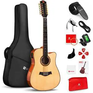 Advanced 12 String Guitar, Full Size Twelve String Guitar Acoustic Electric 4 Band EQ Electroacoustic Set for Professional Beginner Adults Intermediate, Spruce Top, Glossy Natural Advanced 12 String Guitar, Full Size Twelve String Guitar Acoustic Electric 4 Band EQ Electroacoustic Set for Professional Beginner Adults Intermediate, Spruce Top, Glossy Natural