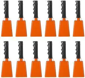 9inch Cow Bells for Football Games, 12pcs Cowbells for Sporting Events Bulk Loud Noise Makers Metal Cow Bell with Handle for Cheering Competition Marathon Wedding DIY Paint, Orange 9inch Cow Bells for Football Games, 12pcs Cowbells for Sporting Events Bulk Loud Noise Makers Metal Cow Bell with Handle for Cheering Competition Marathon Wedding DIY Paint, Orange