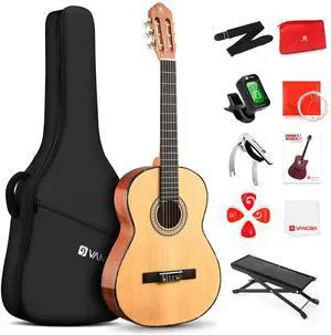 Classical Guitar, 39" Nylon String, Full Size Beginner Spanish Guitar With Spruce Top And Sapele Back, Bundle for Gig Bag, Pedal, Tuner, Strap, Capo, Spare Strings Classical Guitar, 39" Nylon String, Full Size Beginner Spanish Guitar With Spruce Top And Sapele Back, Bundle for Gig Bag, Pedal, Tuner, Strap, Capo, Spare Strings