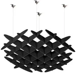 Black Acoustic Ceiling Waffle Panel, PP-CW01B | Hexagonal Hanging Sound Absorber, Modern Noise Reduction Chandelier Black Acoustic Ceiling Waffle Panel, PP-CW01B | Hexagonal Hanging Sound Absorber, Modern Noise Reduction Chandelier