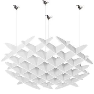 White Acoustic Ceiling Waffle Panel, PP-CW01W | Hexagonal Hanging Sound Absorber, Modern Noise Reduction Chandelier White Acoustic Ceiling Waffle Panel, PP-CW01W | Hexagonal Hanging Sound Absorber, Modern Noise Reduction Chandelier
