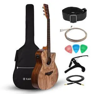 A06EQ-SC Acoustica 40" Electro Acoustic Guitar | Grand Auditorium Cutaway | AshWood | Built-in Pickup + 2 Band EQ | Includes Bag, Cable, Strap, Picks, Strings, Capo & Learning Course | Natural A06EQ-SC Acoustica 40" Electro Acoustic Guitar | Grand Auditorium Cutaway | AshWood | Built-in Pickup + 2 Band EQ | Includes Bag, Cable, Strap, Picks, Strings, Capo & Learning Course | Natural