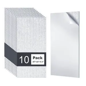 10 Pack Acoustic Wall Panels, 48 x 24 Inch Large Sound Proof Panel | High Density Sound Dampening Panels, Grey Self-Adhesive Wall Panels for Recording Studio, Home, Office, Theater 10 Pack Acoustic Wall Panels, 48 x 24 Inch Large Sound Proof Panel | High Density Sound Dampening Panels, Grey Self-Adhesive Wall Panels for Recording Studio, Home, Office, Theater