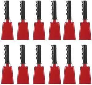 9inch Cow Bells for Football Games, 12pcs Cowbells for Sporting Events Bulk Loud Noise Makers Metal Cow Bell with Handle for Cheering Competition Marathon Wedding DIY Paint, Red 9inch Cow Bells for Football Games, 12pcs Cowbells for Sporting Events Bulk Loud Noise Makers Metal Cow Bell with Handle for Cheering Competition Marathon Wedding DIY Paint, Red