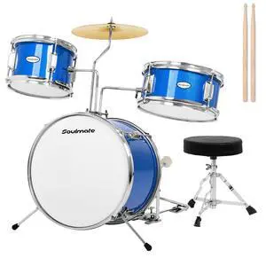 Kids Drum Set 14" 3-Piece Beginner Drum Kit for Toddlers & Children Ages 3+ Includes 8" Tom, 10" Snare, 14" Bass Drum, Adjustable Throne, Cymbal, Pedal First Drum Set (Blue) Kids Drum Set 14" 3-Piece Beginner Drum Kit for Toddlers & Children Ages 3+ Includes 8" Tom, 10" Snare, 14" Bass Drum, Adjustable Throne, Cymbal, Pedal First Drum Set (Blue)