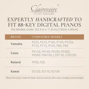 Digital Piano Cover for Yamaha - Piano Keyboard for P143, P225, P223, P145, P143, P125a, P125, P115, P105, P71, P45, Kawai ES120, PX150, Roland F-20 & More, Keyboard Cover, Ebony Black Digital Piano Cover for Yamaha - Piano Keyboard for P143, P225, P223, P145, P143, P125a, P125, P115, P105, P71, P45, Kawai ES120, PX150, Roland F-20 & More, Keyboard Cover, Ebony Black