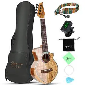 Concert Ukulele 23 inch UKS-2, 4 Strings Ukeleles For Beginners, Sapele Hawaiian Ukele with Ukulele Case and Ukele String Set (Spalted Maple Glossy) Concert Ukulele 23 inch UKS-2, 4 Strings Ukeleles For Beginners, Sapele Hawaiian Ukele with Ukulele Case and Ukele String Set (Spalted Maple Glossy)
