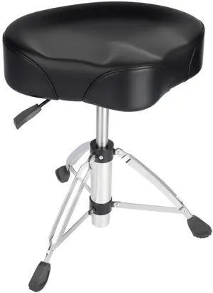 Hydraulic Drum Throne, Saddle Drum Stool Height Adjustable | Professional Motorcycle-Style Padded Drum Chair for Adult Drummers, Percussionists, and Studio Use Hydraulic Drum Throne, Saddle Drum Stool Height Adjustable | Professional Motorcycle-Style Padded Drum Chair for Adult Drummers, Percussionists, and Studio Use