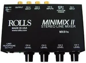MX51S Mini Mix 2 Four-Channel Stereo Line Mixer Black MX51S Mini Mix 2 Four-Channel Stereo Line Mixer Black
