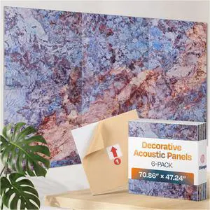 XL Acoustic Wall Panels 6-Pack Decorative Acoustic Panels High Density Sound Absorbing Wall Art 70.86X47.24 Inches with Self-adhesive for Studio Home and Office - Sonic Orbit XL Acoustic Wall Panels 6-Pack Decorative Acoustic Panels High Density Sound Absorbing Wall Art 70.86X47.24 Inches with Self-adhesive for Studio Home and Office - Sonic Orbit