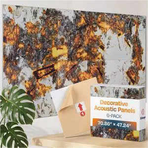 XL Acoustic Wall Panels 6-Pack Decorative Acoustic Panels High Density Sound Absorbing Wall Art 70.86X47.24 Inches with Self-adhesive for Studio Home and Office - Inferno Quiet XL Acoustic Wall Panels 6-Pack Decorative Acoustic Panels High Density Sound Absorbing Wall Art 70.86X47.24 Inches with Self-adhesive for Studio Home and Office - Inferno Quiet