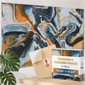 XL Acoustic Wall Panels 6-Pack Decorative Acoustic Panels High Density Sound Absorbing Wall Art 70.86X47.24 Inches with Self-adhesive for Studio Home and Office - Echo Dunes XL Acoustic Wall Panels 6-Pack Decorative Acoustic Panels High Density Sound Absorbing Wall Art 70.86X47.24 Inches with Self-adhesive for Studio Home and Office - Echo Dunes