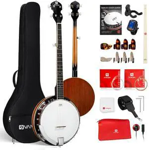 NYLON Banjo 5 String Kit, 38 Inch Full Size Banjo with Nylon Strings with Gig Bag, Premium Accessories Outfit, Starter Kit for Beginners Adults Teens, Brown NYLON Banjo 5 String Kit, 38 Inch Full Size Banjo with Nylon Strings with Gig Bag, Premium Accessories Outfit, Starter Kit for Beginners Adults Teens, Brown