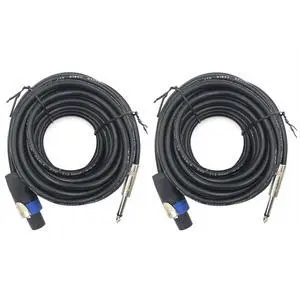 2 Pack 100ft Speakon to 1/4 Inch Male Speaker Cable, 100 feet 6.35mm Stereo Audio Connection Cord, 12 Gauge AWG Wires 2 Pack 100ft Speakon to 1/4 Inch Male Speaker Cable, 100 feet 6.35mm Stereo Audio Connection Cord, 12 Gauge AWG Wires