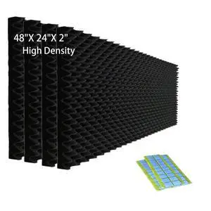 Egg Crate Acoustic Foam Panel, 48"x24"x2", Black, 4-Pack | Sound Proof, For Walls/Recording Studios/KTV Egg Crate Acoustic Foam Panel, 48"x24"x2", Black, 4-Pack | Sound Proof, For Walls/Recording Studios/KTV