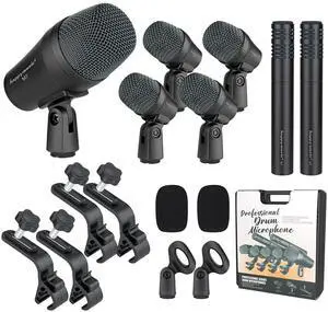 M7 Wired Drum Microphone Kit,7-Piece Full Metal Dynamic Mic-Kick Bass Snare and Cymbals,Use for Drums Vocal Other Instrument Complete with Thread Clip Inserts Mics Holders,Carrying Case M7 Wired Drum Microphone Kit,7-Piece Full Metal Dynamic Mic-Kick Bass Snare and Cymbals,Use for Drums Vocal Other Instrument Complete with Thread Clip Inserts Mics Holders,Carrying Case