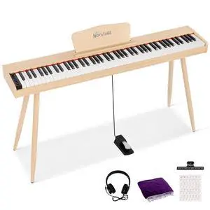 Digital Piano 88 Key Semi Weighted Keyboard, Full-size Electric Piano for Beginners, Wooden Electric Keyboard with Sustain Pedal, Headphone, cover, Supports MIDI Connecting (Light Oak) Digital Piano 88 Key Semi Weighted Keyboard, Full-size Electric Piano for Beginners, Wooden Electric Keyboard with Sustain Pedal, Headphone, cover, Supports MIDI Connecting (Light Oak)