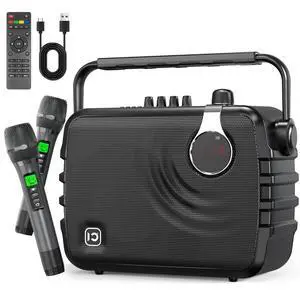 150W Portable PA System Bluetooth Speaker with 2 Wireless Microphones | Voice Amplifier Karaoke Machine for Adults, Support Guitar/USB/TF/Aux Input, Professional Speaker for Teaching Events Party 150W Portable PA System Bluetooth Speaker with 2 Wireless Microphones | Voice Amplifier Karaoke Machine for Adults, Support Guitar/USB/TF/Aux Input, Professional Speaker for Teaching Events Party